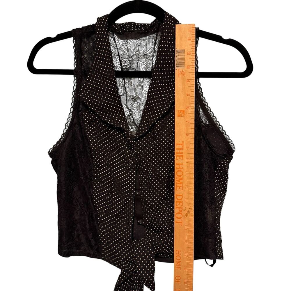 VTG Bebe Y2K Black 100% SILK Sheer Polka Dot Women Top SIZE SMALL Lacie Whimsy - Picture 10 of 16